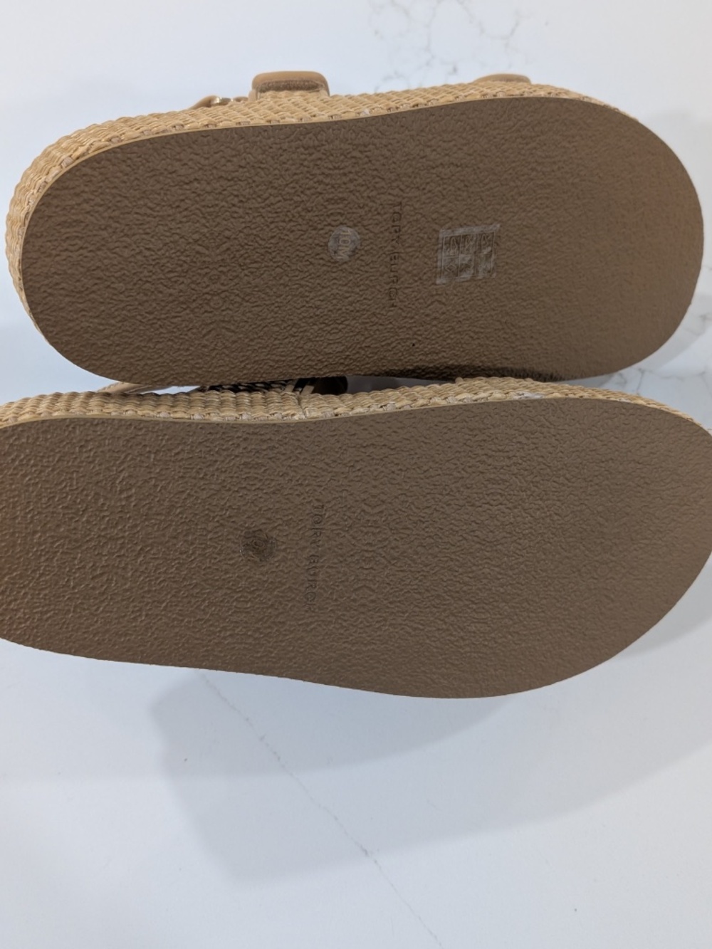 Tory Burch Kira Platform Sport Sandal Natural Raffia Women's 10 NWOB Logo Strapp - Picture 12 of 12